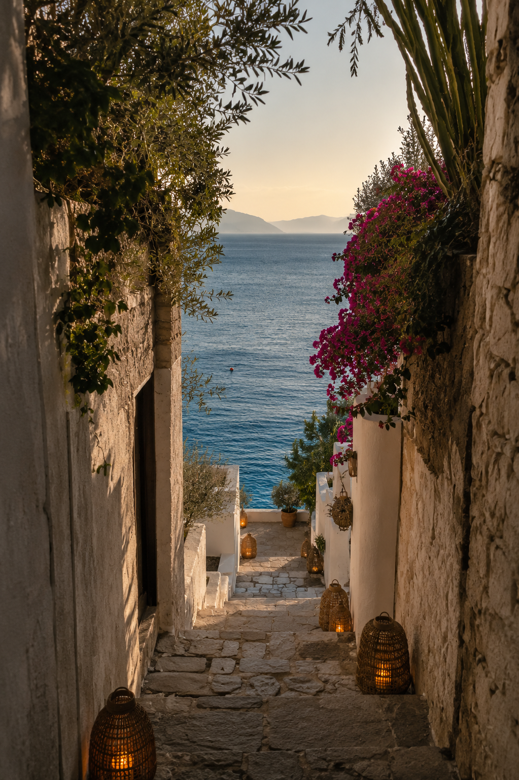 Bodrum path leading to the ocean
