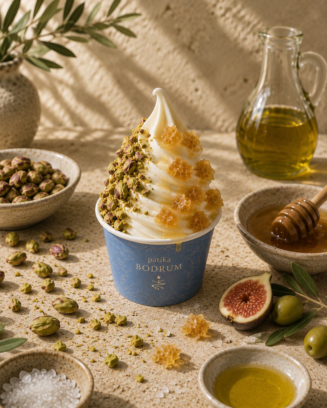 Pistachio and honeycomb frozen yogurt